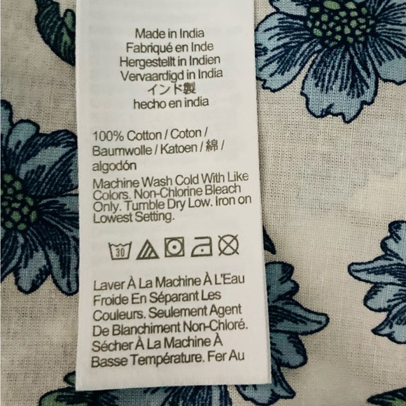 J. Crew blue and white floral print button front long sleeve shirt. Medium - Picture 6 of 7